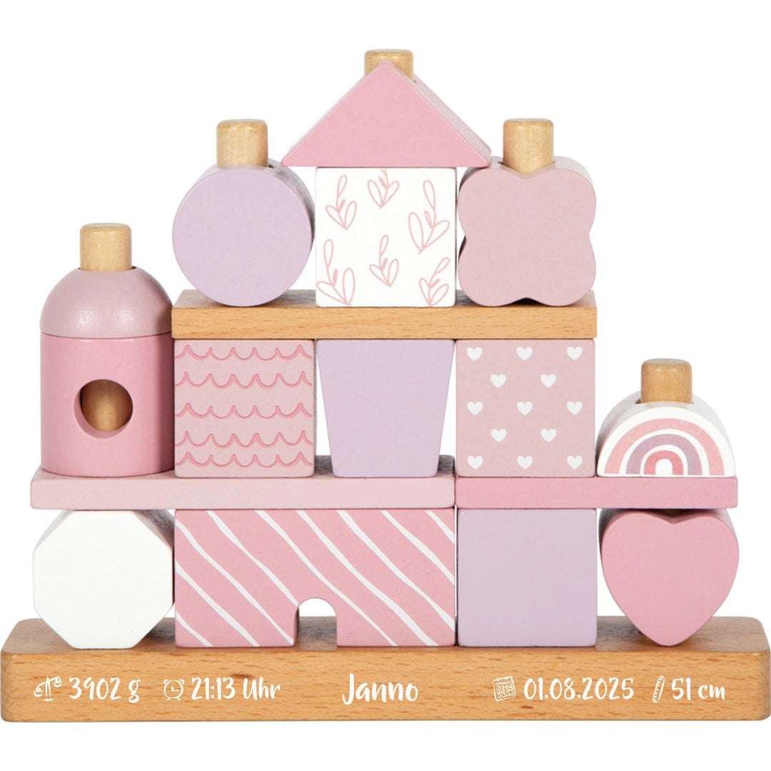 Maison empilable personnalisée rose pour naissance | small foot by Schmatzepuffer