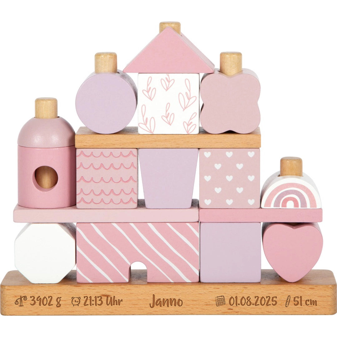 Maison empilable personnalisée rose pour naissance | small foot by Schmatzepuffer