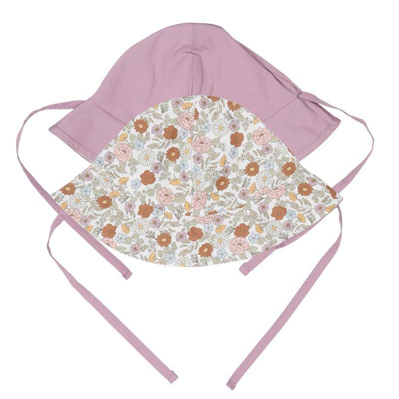 Sonnenhut wendbar - Vintage Little Flowers / Mauve | Little Dutch
