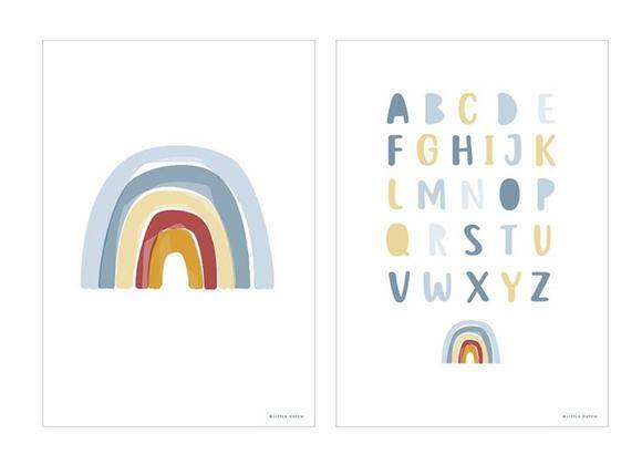 Affiche de naissance personnalisée avec prénom – Décoration de chambre de bébé arc-en-ciel