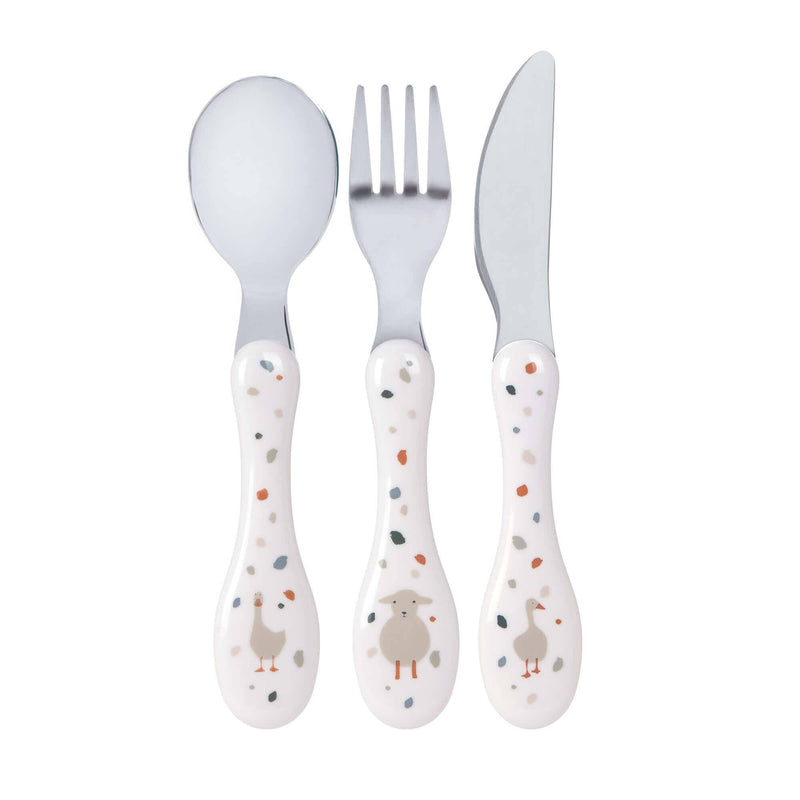 Ensemble de couverts pour enfants – Mouton et oie Tiny Farmer, blanc | Lässig
