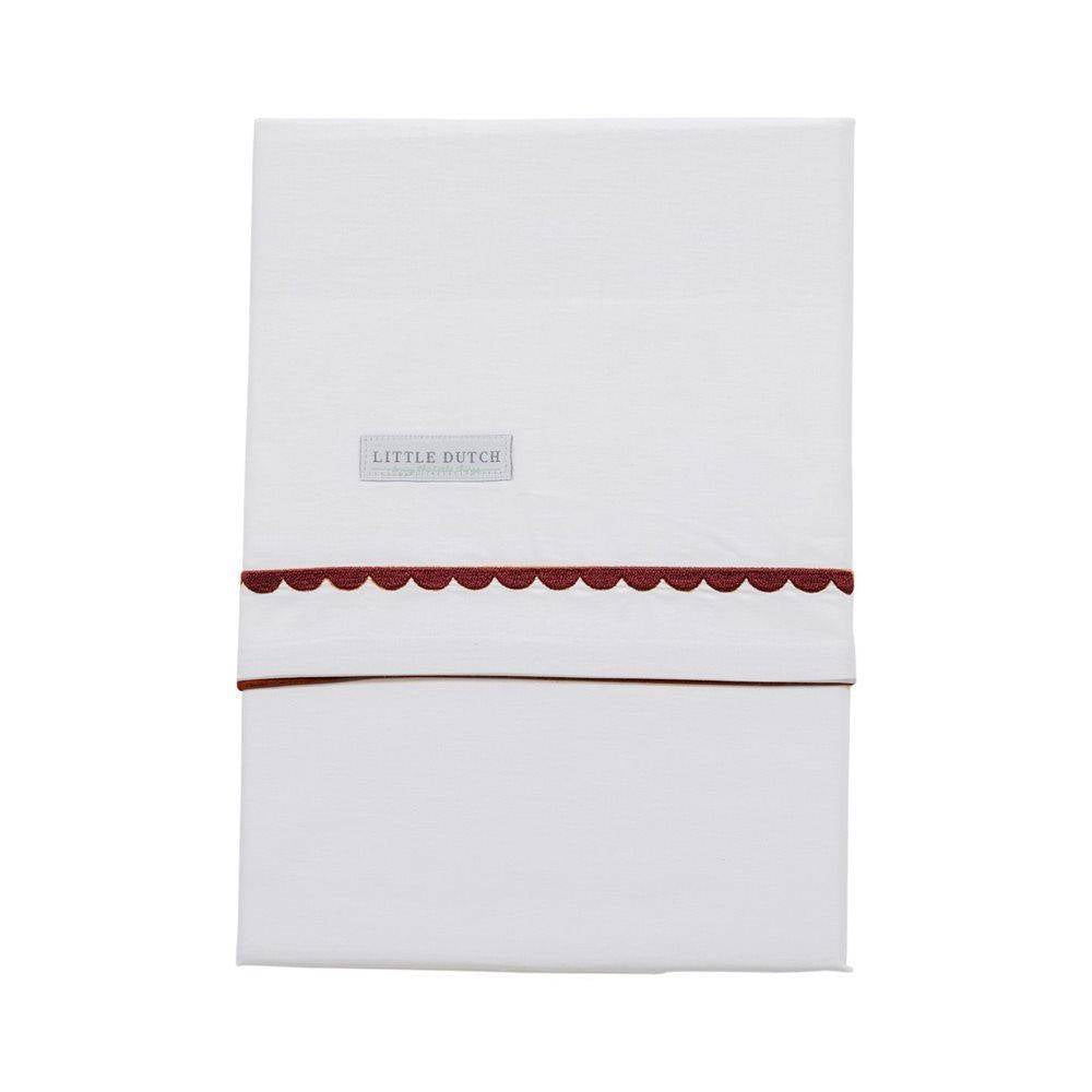 Rust Rounded embroidered crib sheet | Little Dutch