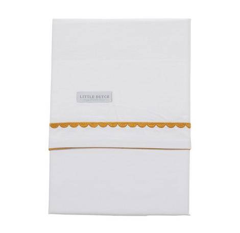 Drap de lit bébé ocre arrondi brodé | Little Dutch