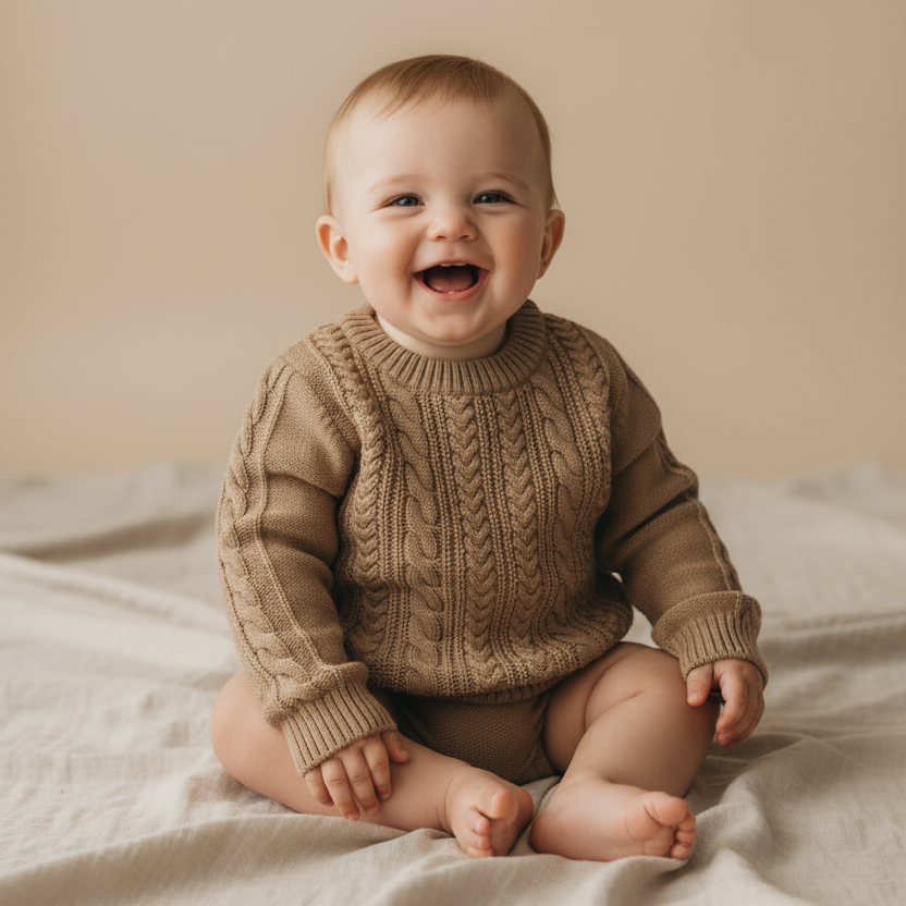 Knit sweater "Walnut" beige size 98-104 | Leevje