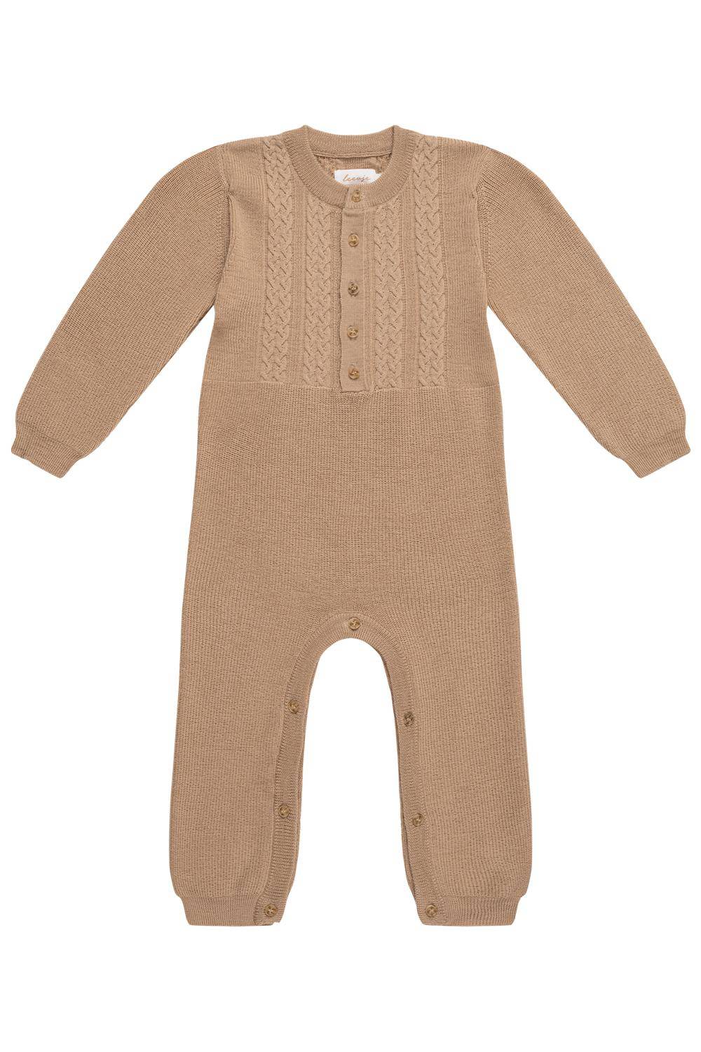 Grenouillère tricotée « Café », beige, taille 86-92 | leevje
