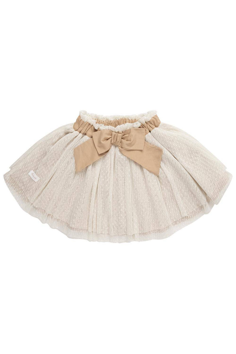 Jupe en tulle à volants et nœud intégré, blanche, taille 74/80 | leevje
