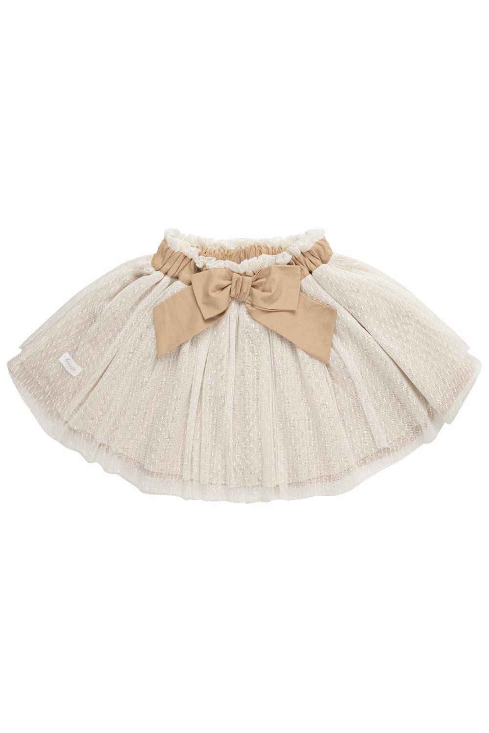 Jupe en tulle à volants et nœud intégré, blanche, taille 86/92 | leevje