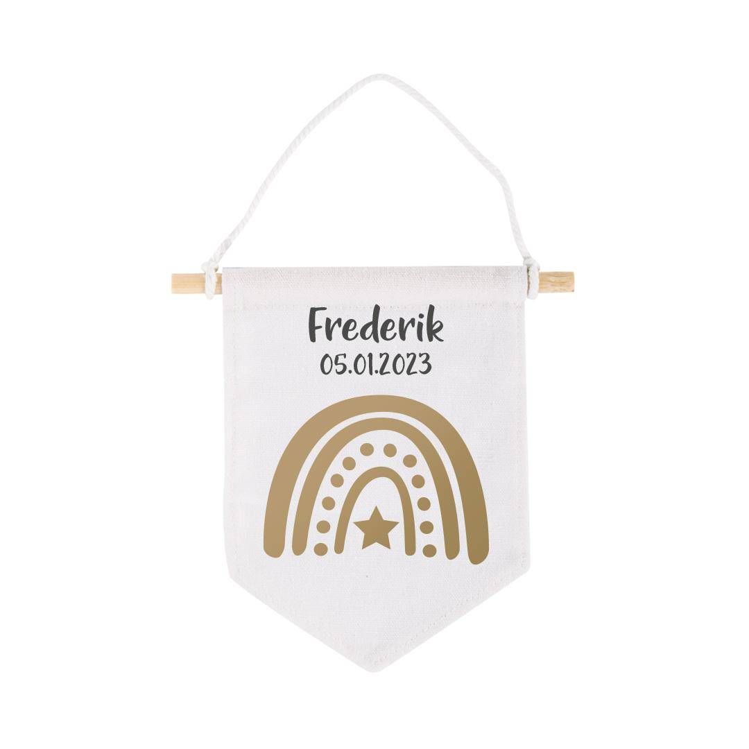 Fabric pennant with name 14x14 cm | Schmatzepuffer