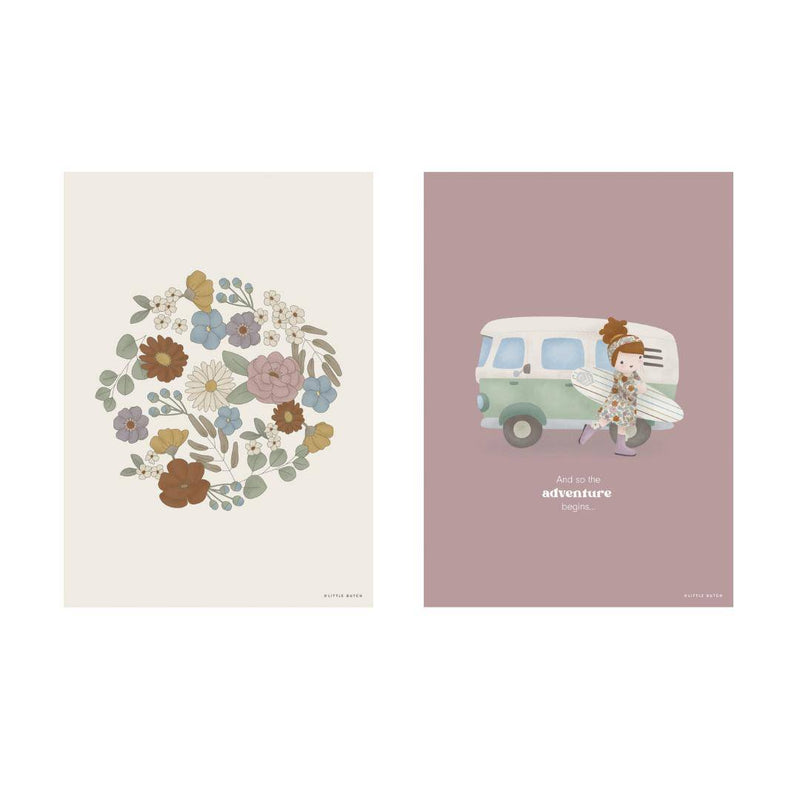 Affiche A3 Vintage Petites Fleurs « impression recto verso » | Little Dutch