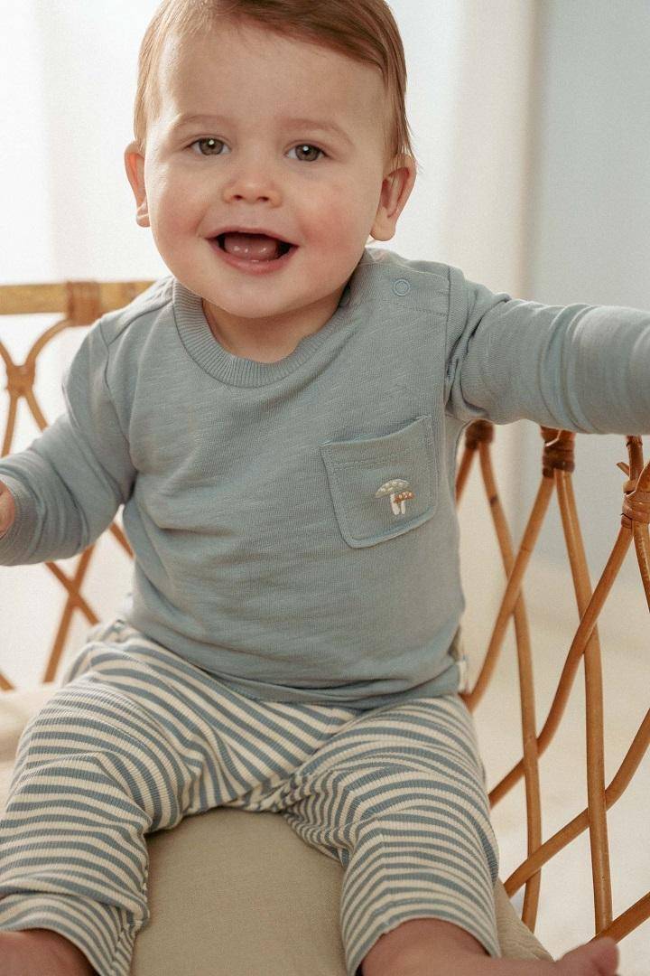 Pantalon à rayures bleu pierre | Little Dutch