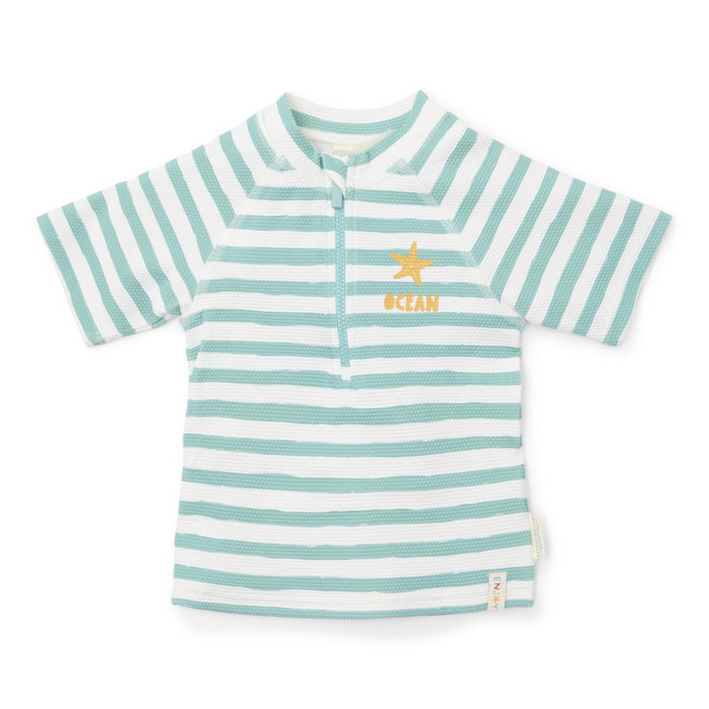 Maillot de bain à manches courtes Rayures Surf Bleu | Little Dutch