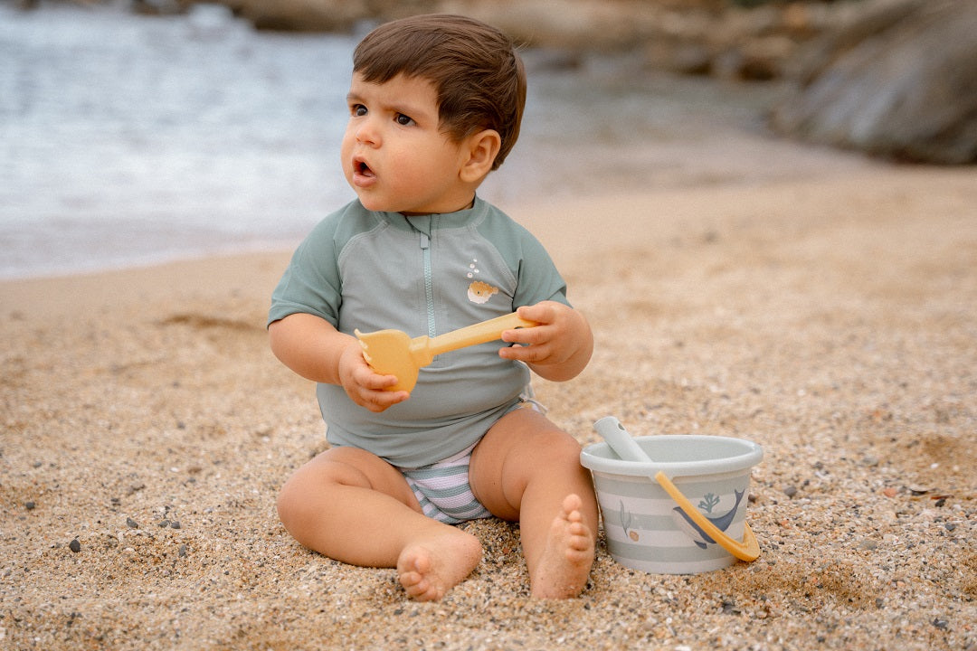 Kurzärmeliges Schwimmshirt  Seashells Surf Blue | Little Dutch