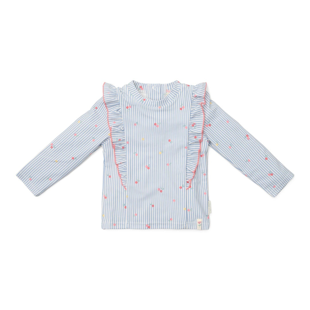 Maillot de bain à manches longues Sunny Flowers Bleu | Little Dutch