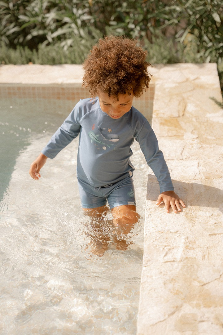 Maillot de bain à manches longues Bleu océan | Little Dutch