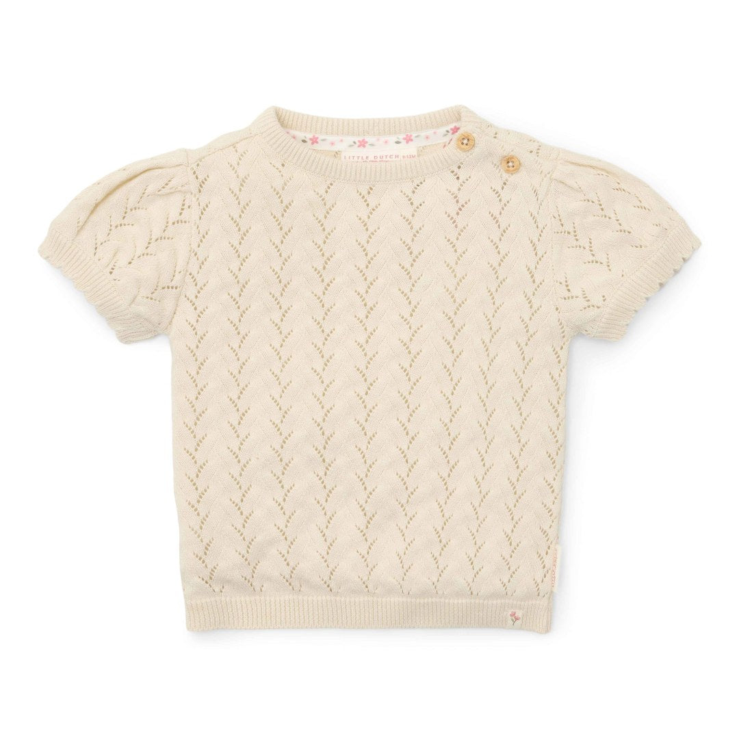 Pull en tricot à manches courtes crème pour bébés et enfants