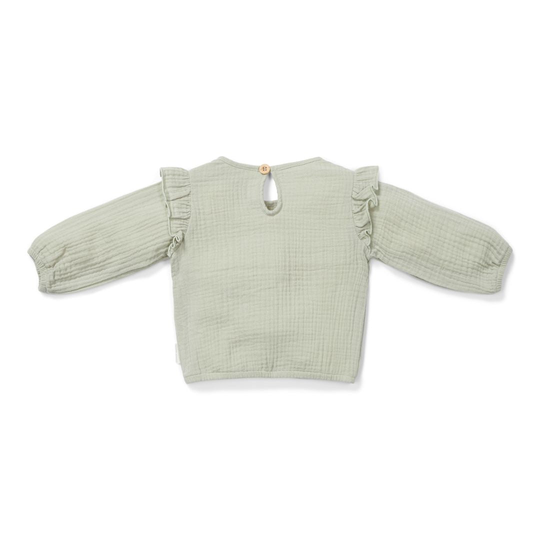 Chemisier manches longues vert gazon | Little Dutch