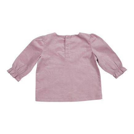 T-shirt manches longues vintage petites fleurs mauve velours côtelé | Little Dutch