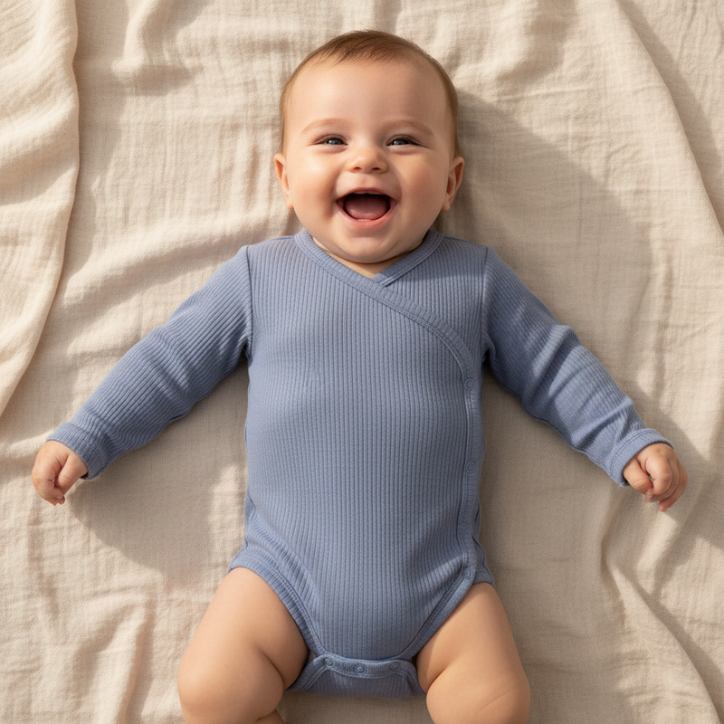 Langarm-Wickelbody Blau | Little Dutch