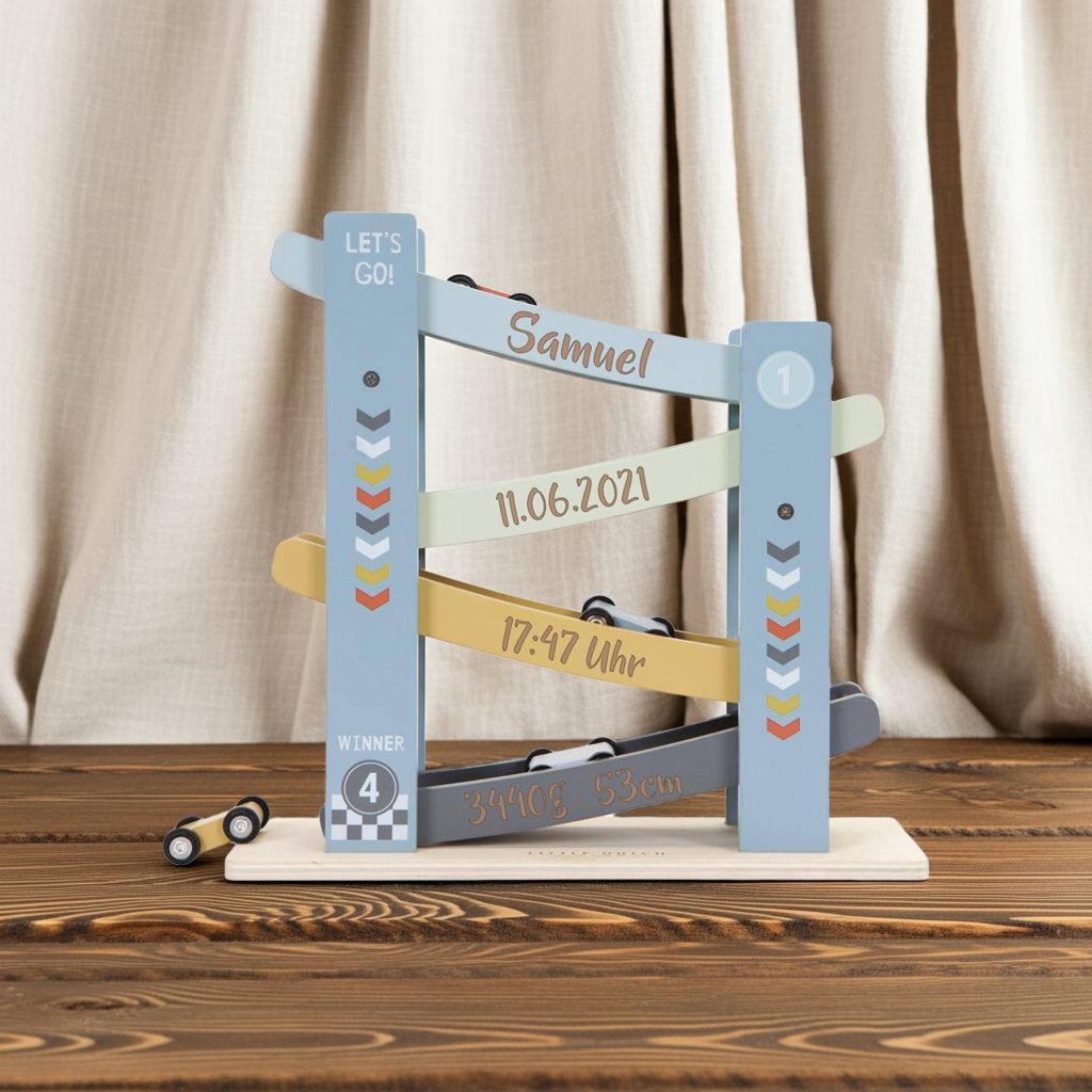 Circuit de billes personnalisé pour une naissance – cadeau unique avec prénom