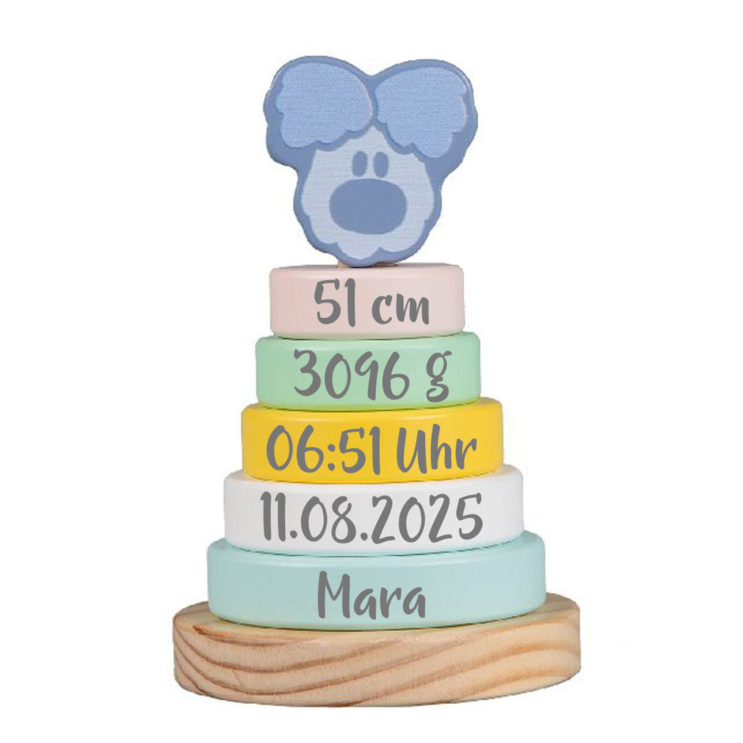 Tour de rangement personnalisée Wusel Baby – Cadeau de naissance | Schmatzepuffer