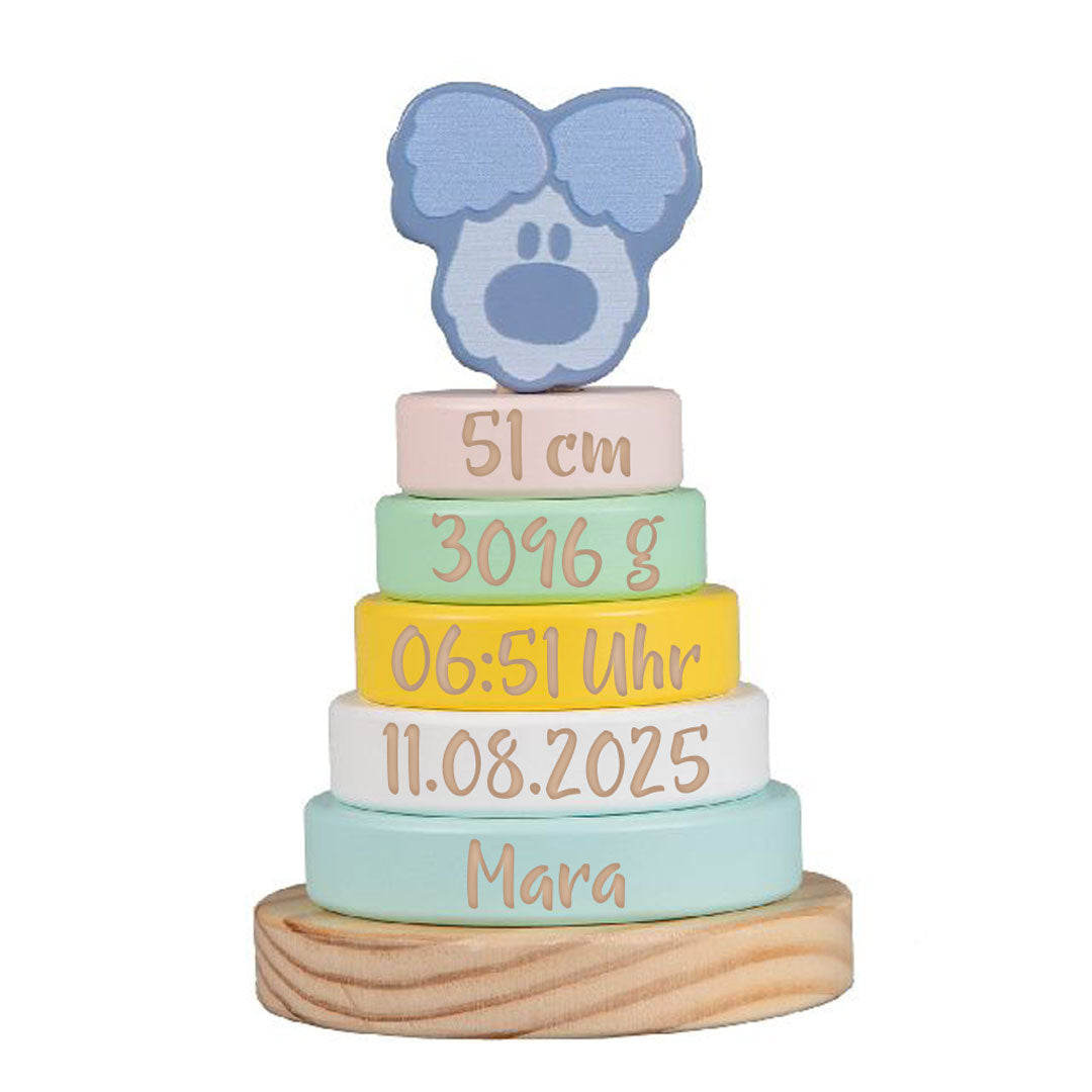 Tour de rangement personnalisée Wusel Baby – Cadeau de naissance | Schmatzepuffer