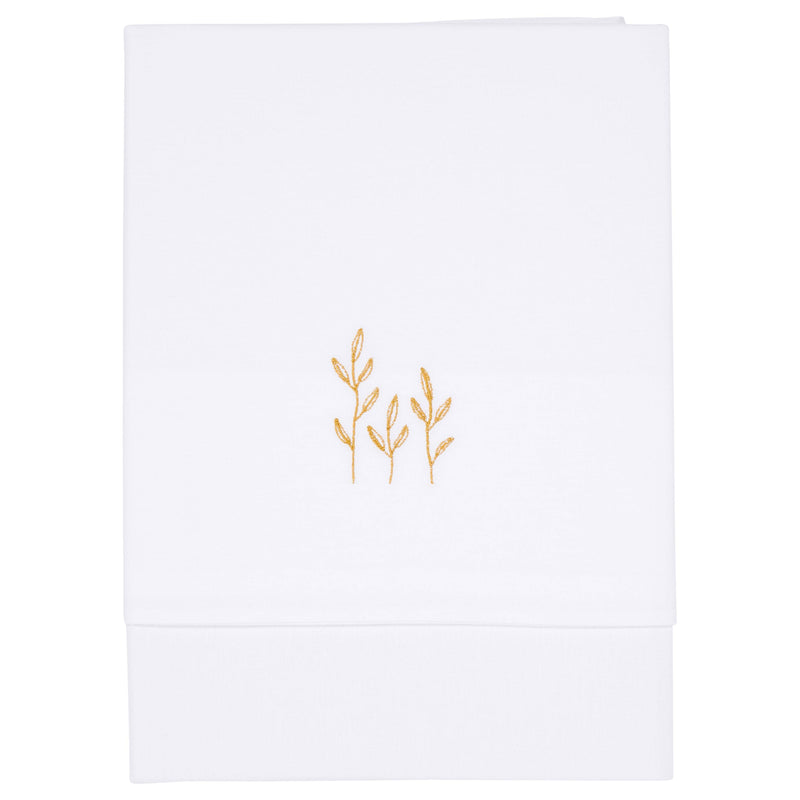 Drap de lit enfant brodé Fleurs sauvages ocre | Little Dutch