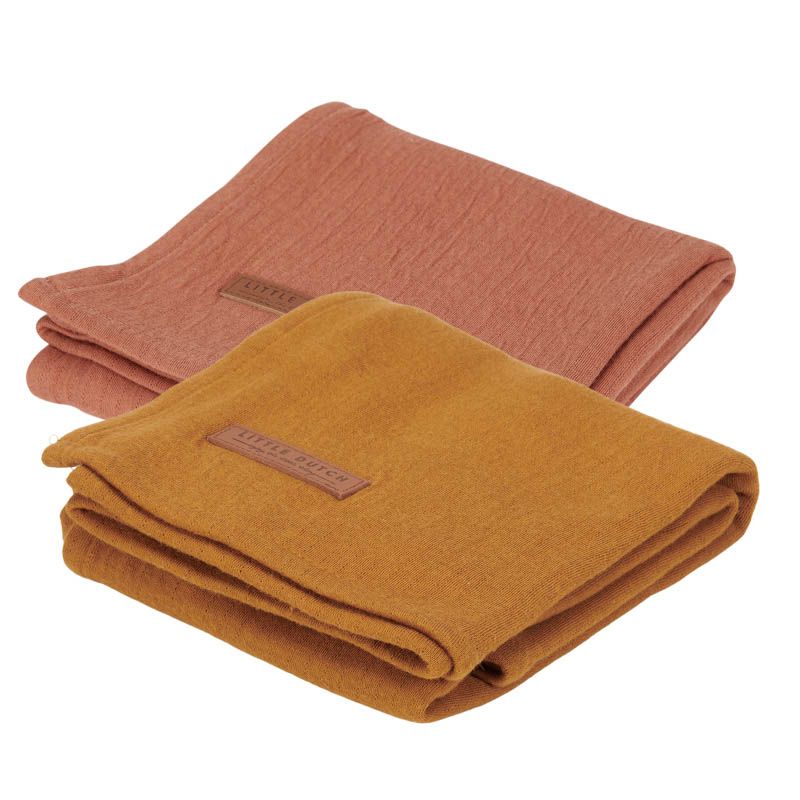 Musselintuch Swaddle 70 x 70 cm ocker | Little Dutch