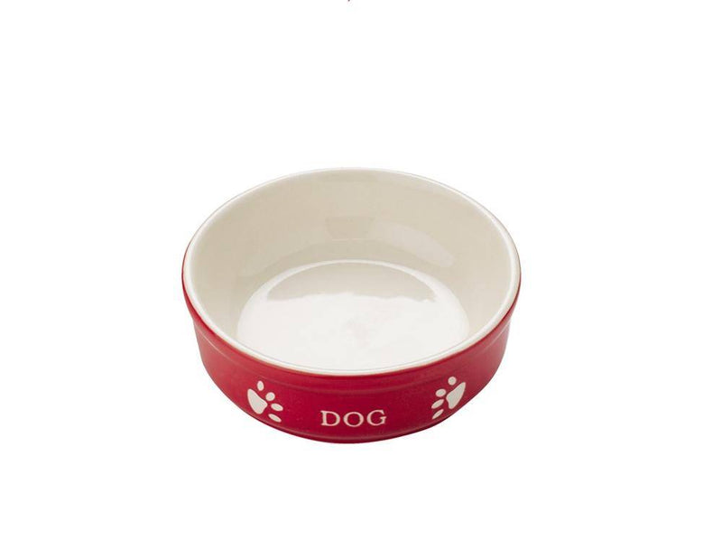Gamelle en céramique « DOG » rouge/beige 13,5 x 13,5 x 5 cm | Nobby