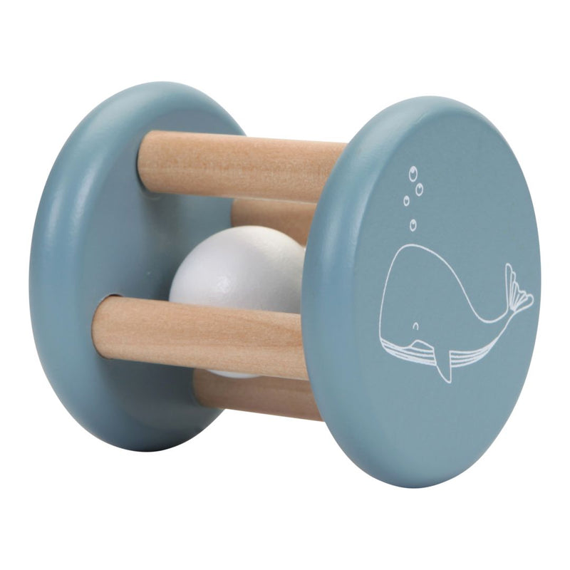 Hochet roulant en bois bleu