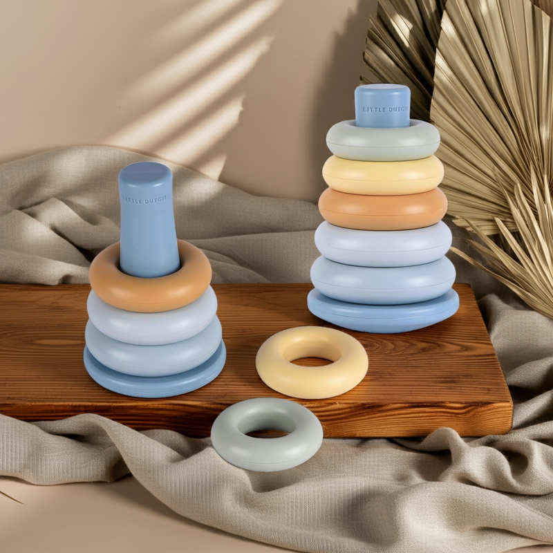 Tour à empiler bleue – Jouet de motricité pour bébés et tout-petits