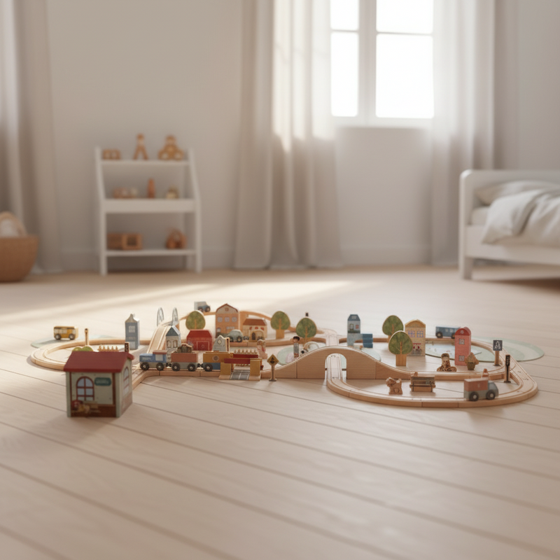 Large XL wooden train set – 113 pieces | Schmatzepuffer