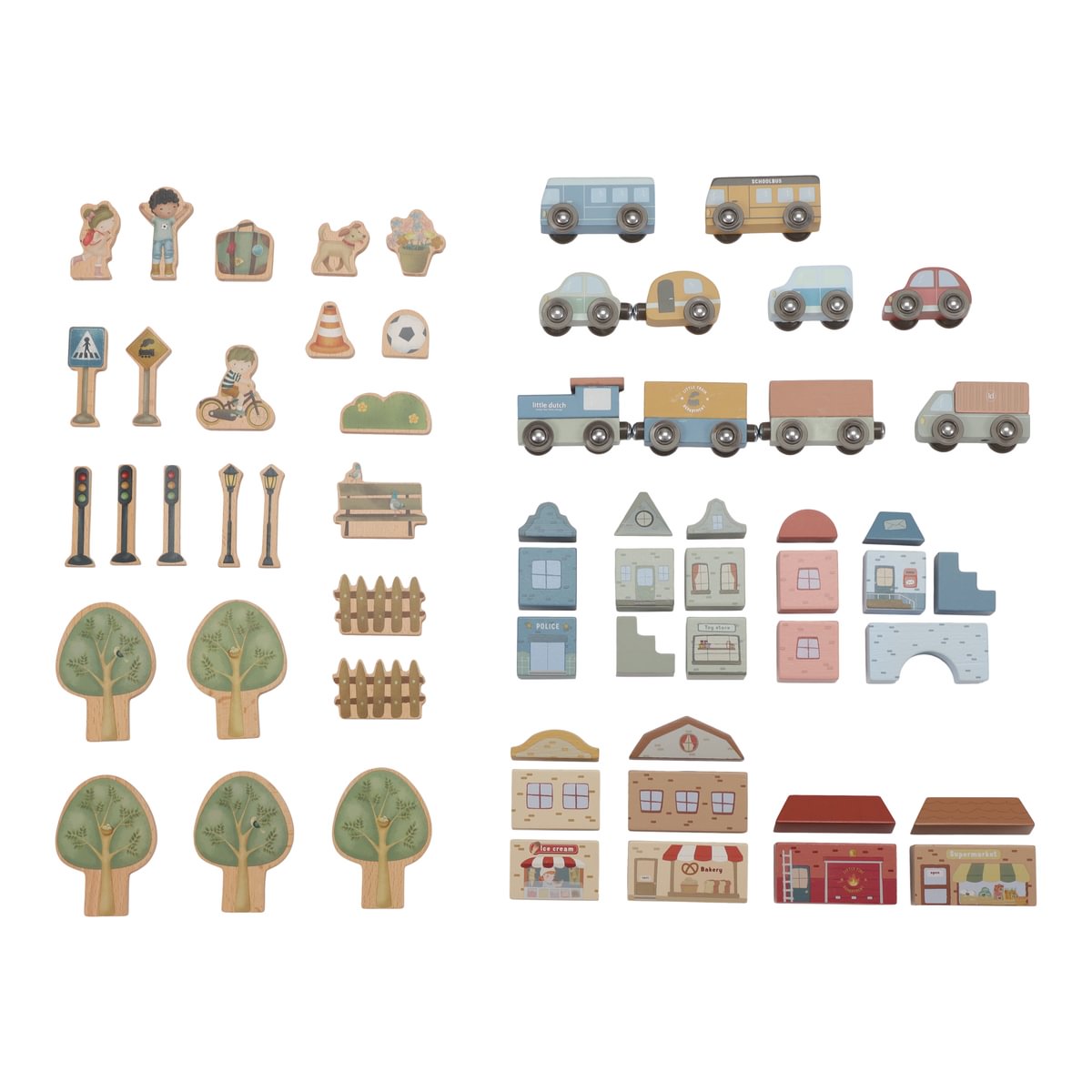 Grand Set XL de train en bois – 113 pièces | Schmatzepuffer