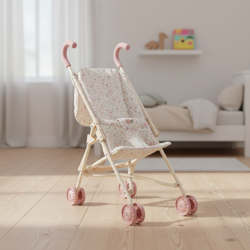 Metal doll buggy Soft Flowers