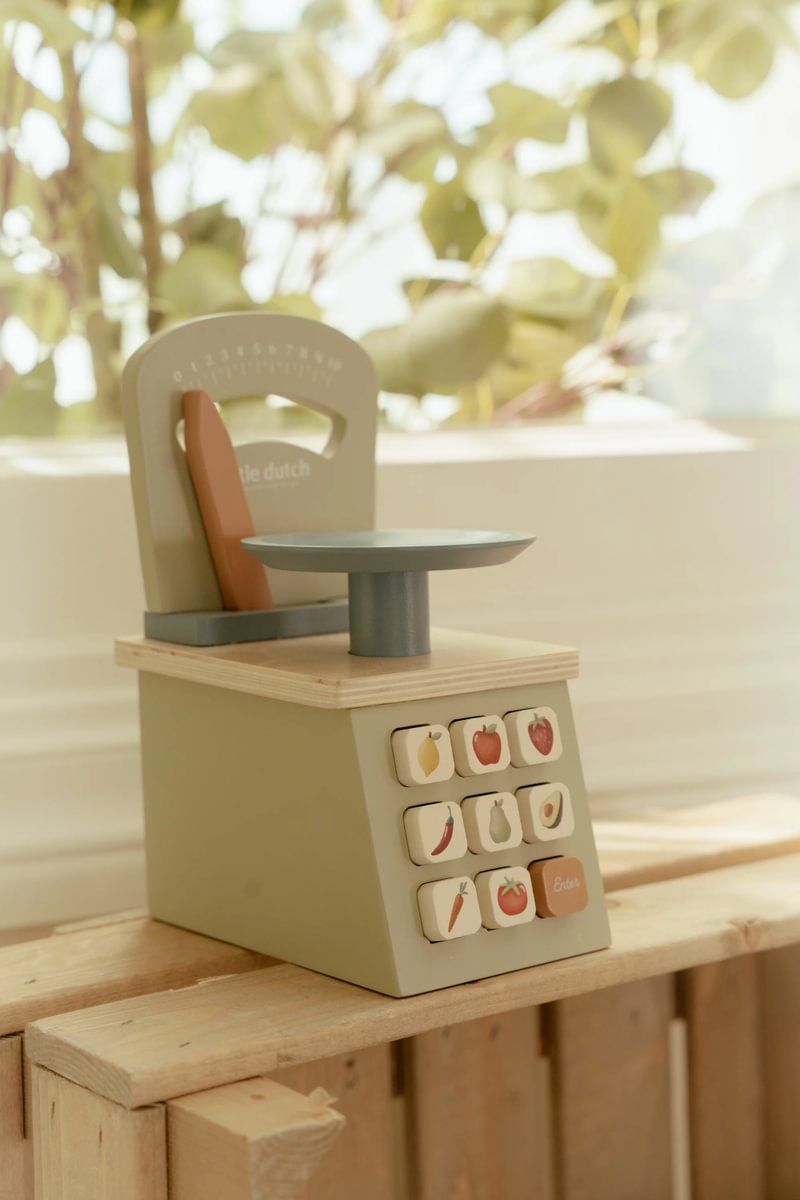 Balance en bois pour cuisine enfant – Jouet de balance en bois