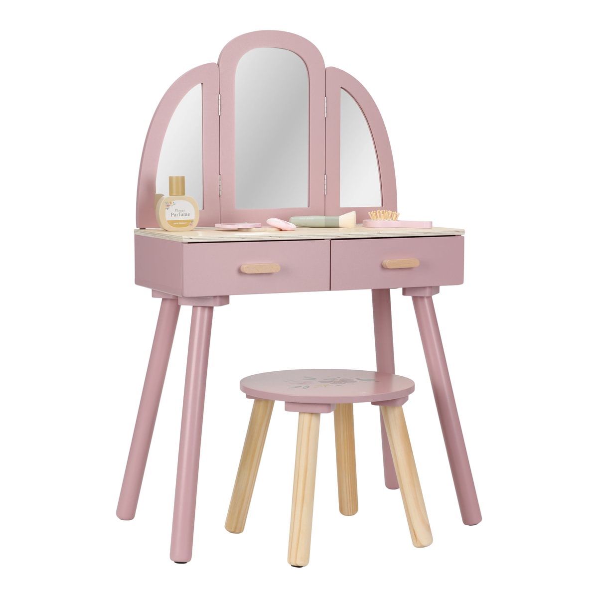 Coiffeuse enfant en bois – Table de maquillage avec miroir et accessoires