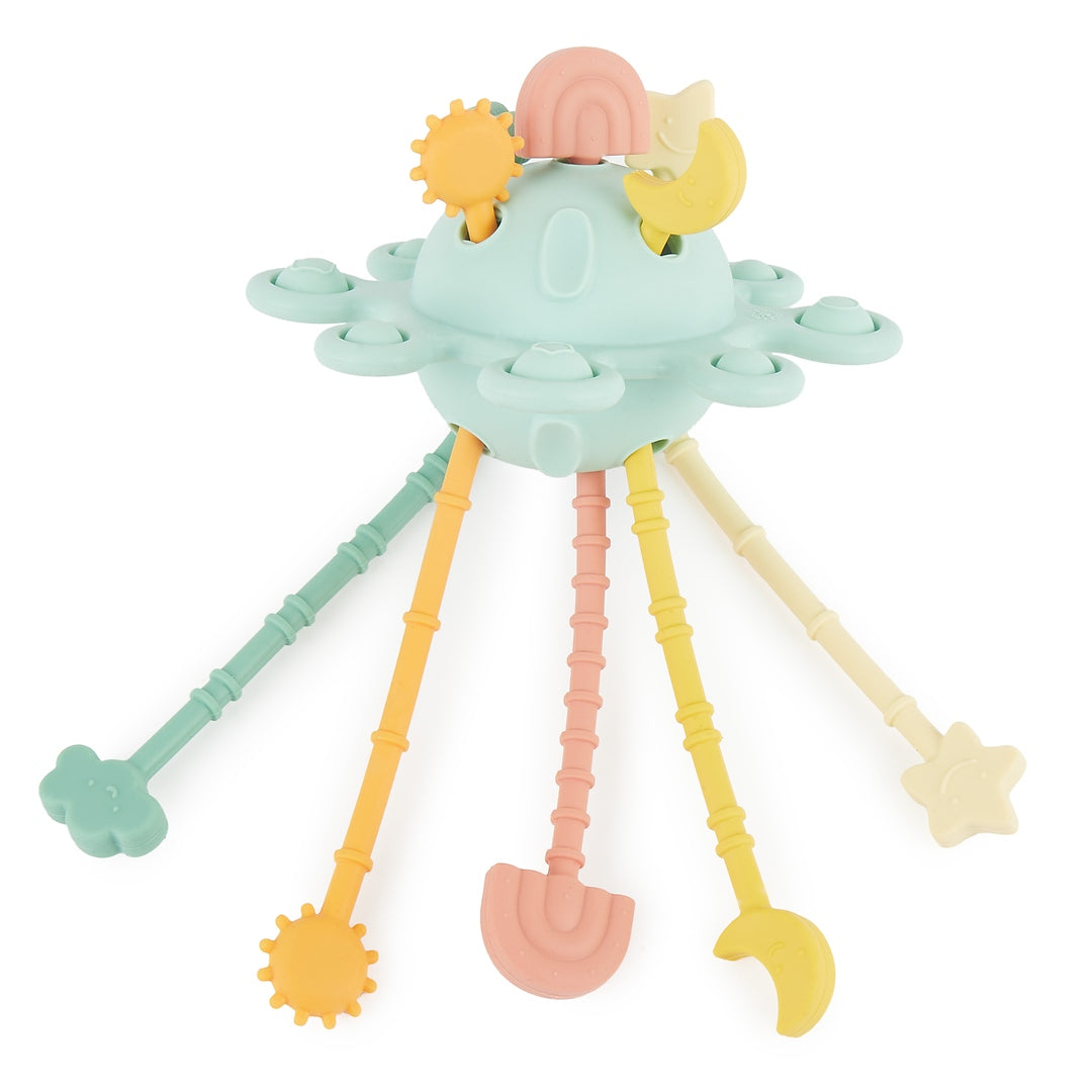 Jouet d'activité Montessori en silicone Planète - Eucalyptus | bieco