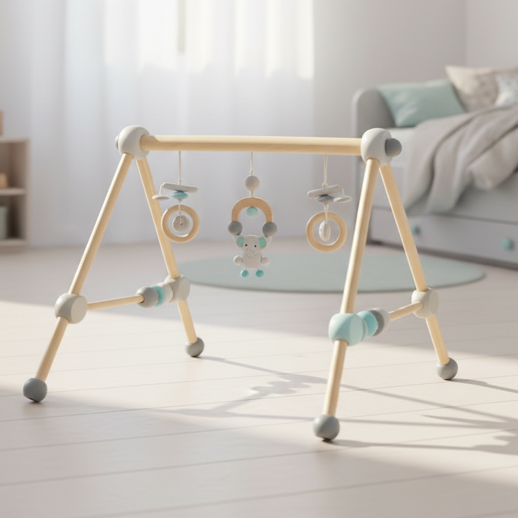 Elephant Wooden Play Gym for Babies | Schmatzepuffer