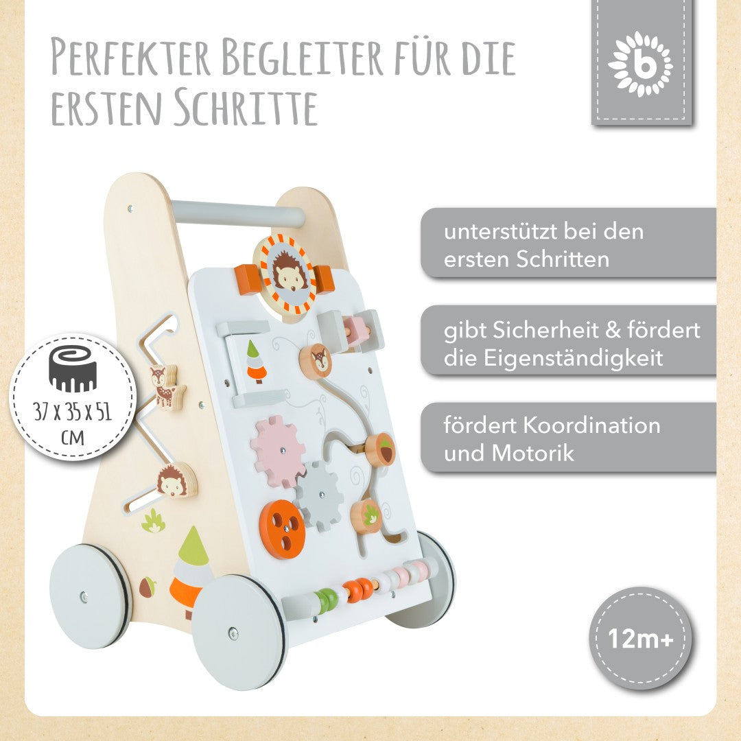 Chariot de marche en bois Animaux de la forêt | bieco