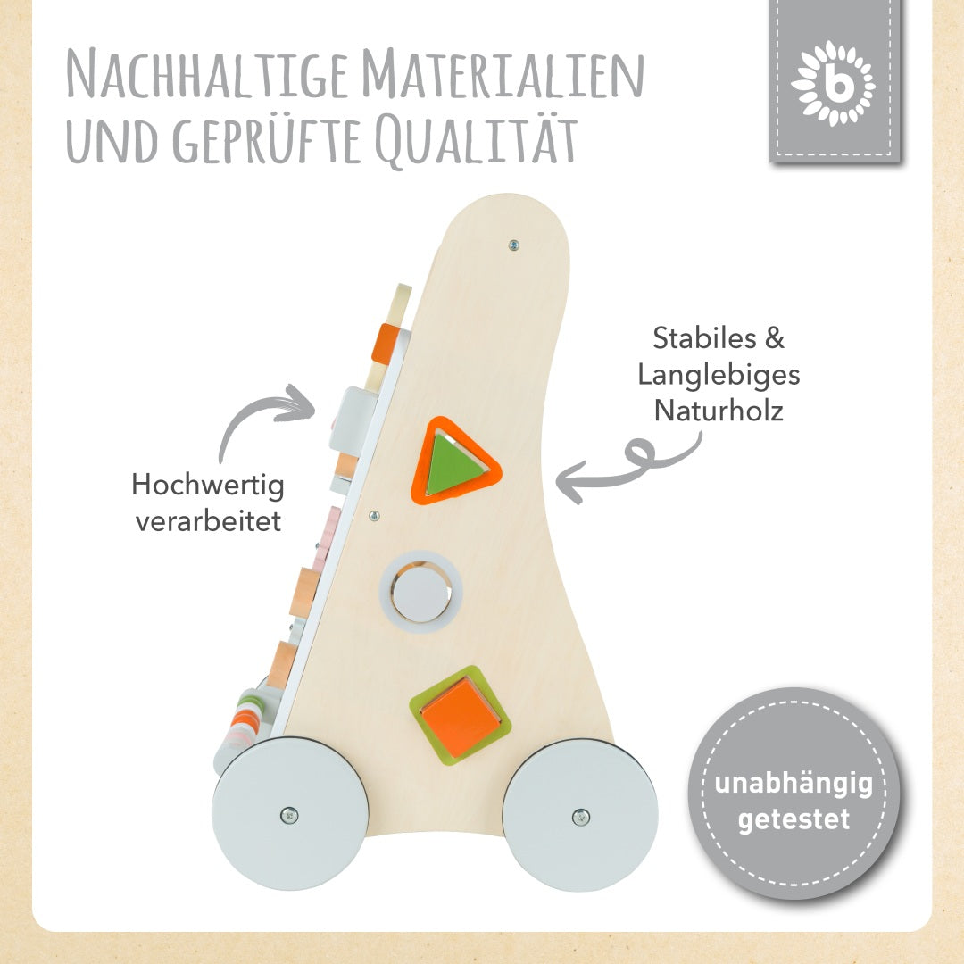 Chariot de marche en bois Animaux de la forêt | bieco