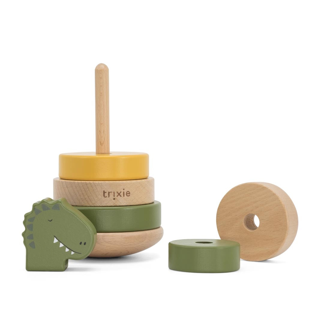 Tour de tri personnalisée en bois Monsieur Dino – Cadeau de naissance | Schmatzepuffer