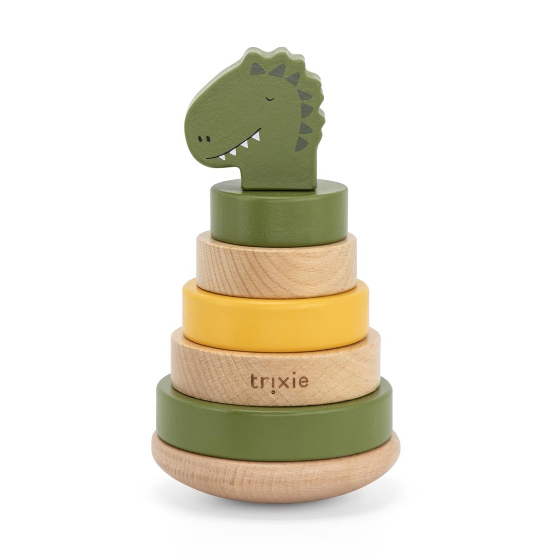Tour de tri personnalisée en bois Monsieur Dino – Cadeau de naissance | Schmatzepuffer