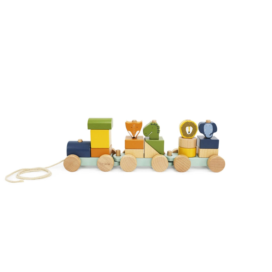 Train en bois personnalisé avec animaux – Cadeau de baptême | Schmatzepuffer