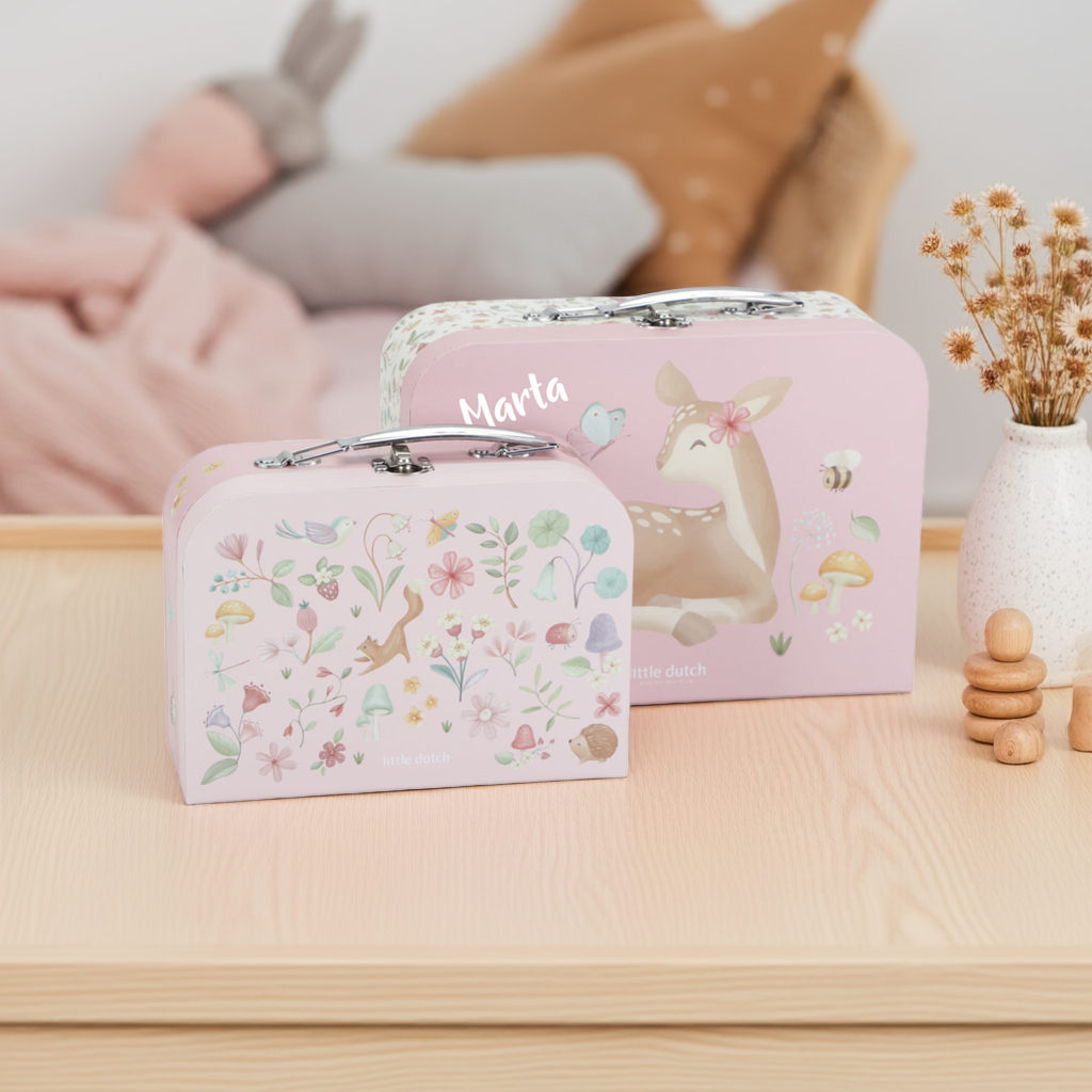 Valise personnalisée pour enfant Jardin enchanté rose avec nom