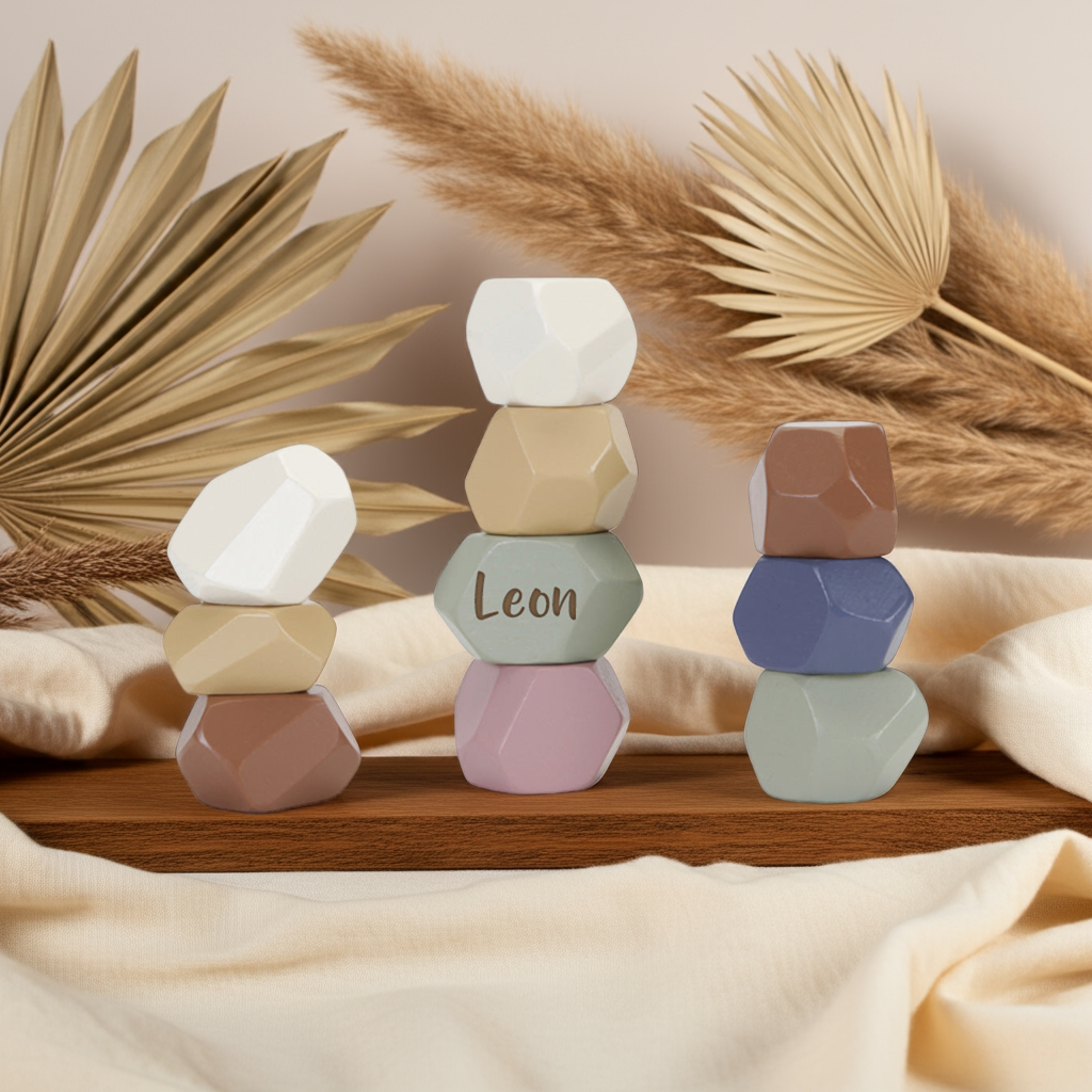 Pierres d'équilibre en bois pour enfants
