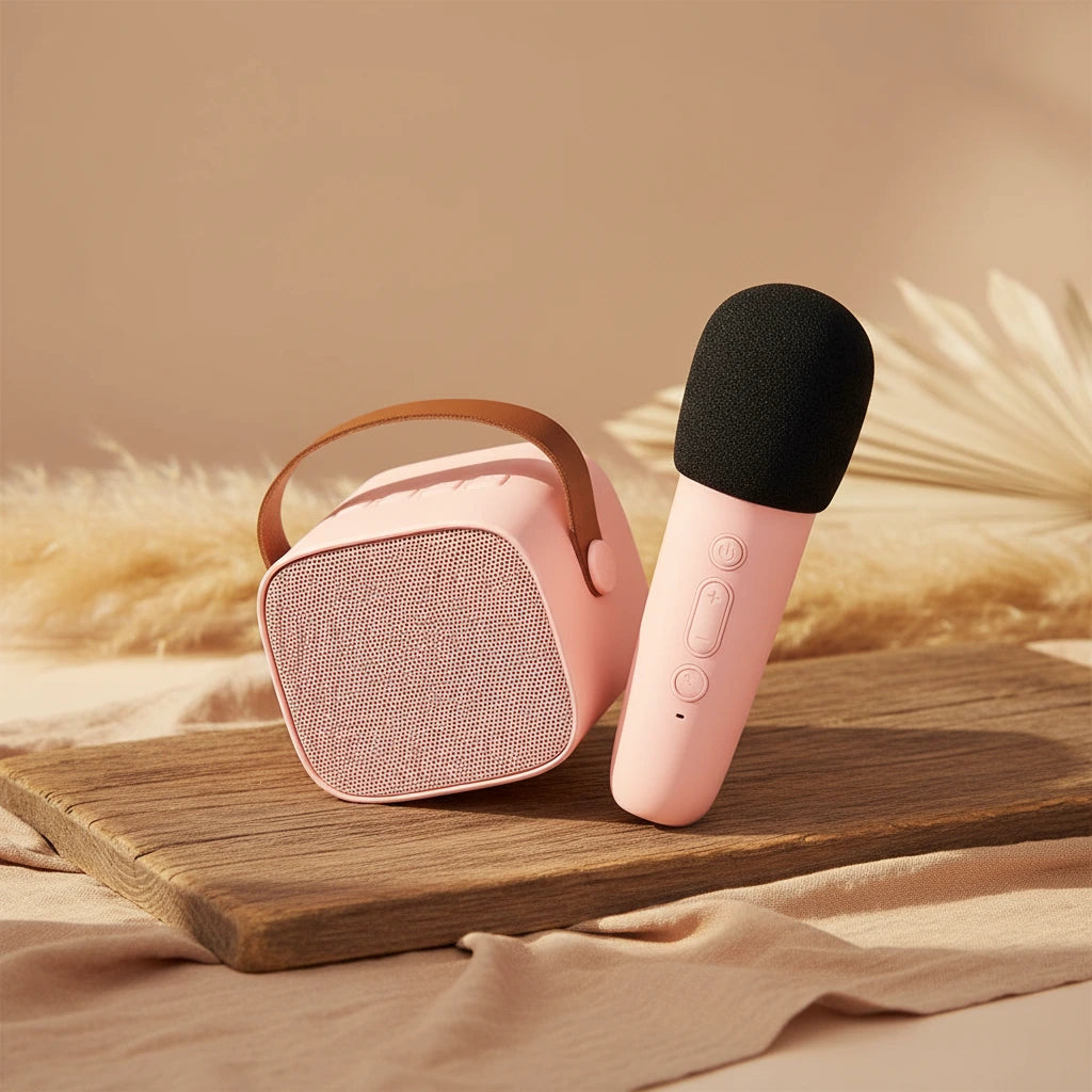 Ensemble karaoké - Enceinte Bluetooth et microphone Rose | Lalarma