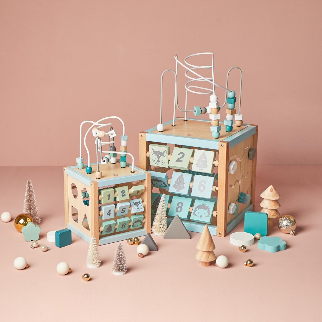Cube d'activités animaux de la forêt en bois | bieco