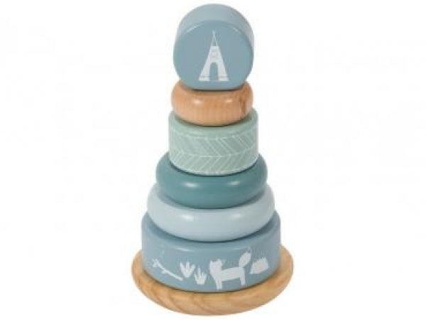 Tour à empiler personnalisable Adventure bleue – Cadeau de naissance | Schmatzepuffer