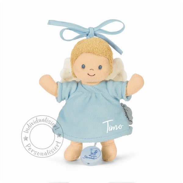 Small music box guardian angel gift box including greeting card, blue | Sterntaler