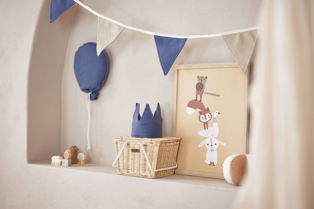 Couronne d'anniversaire bleue en coton pour le 1er au 5e anniversaire | Jollein