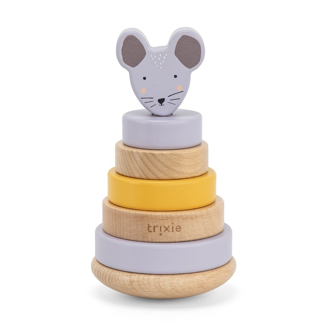 Stapelturm Holz Frau Maus – Geschenk zur Taufe | Schmatzepuffer